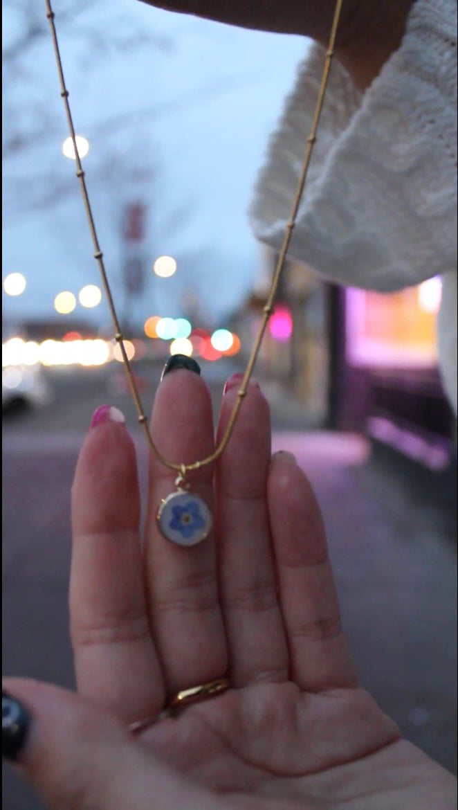 "forget me not" necklace