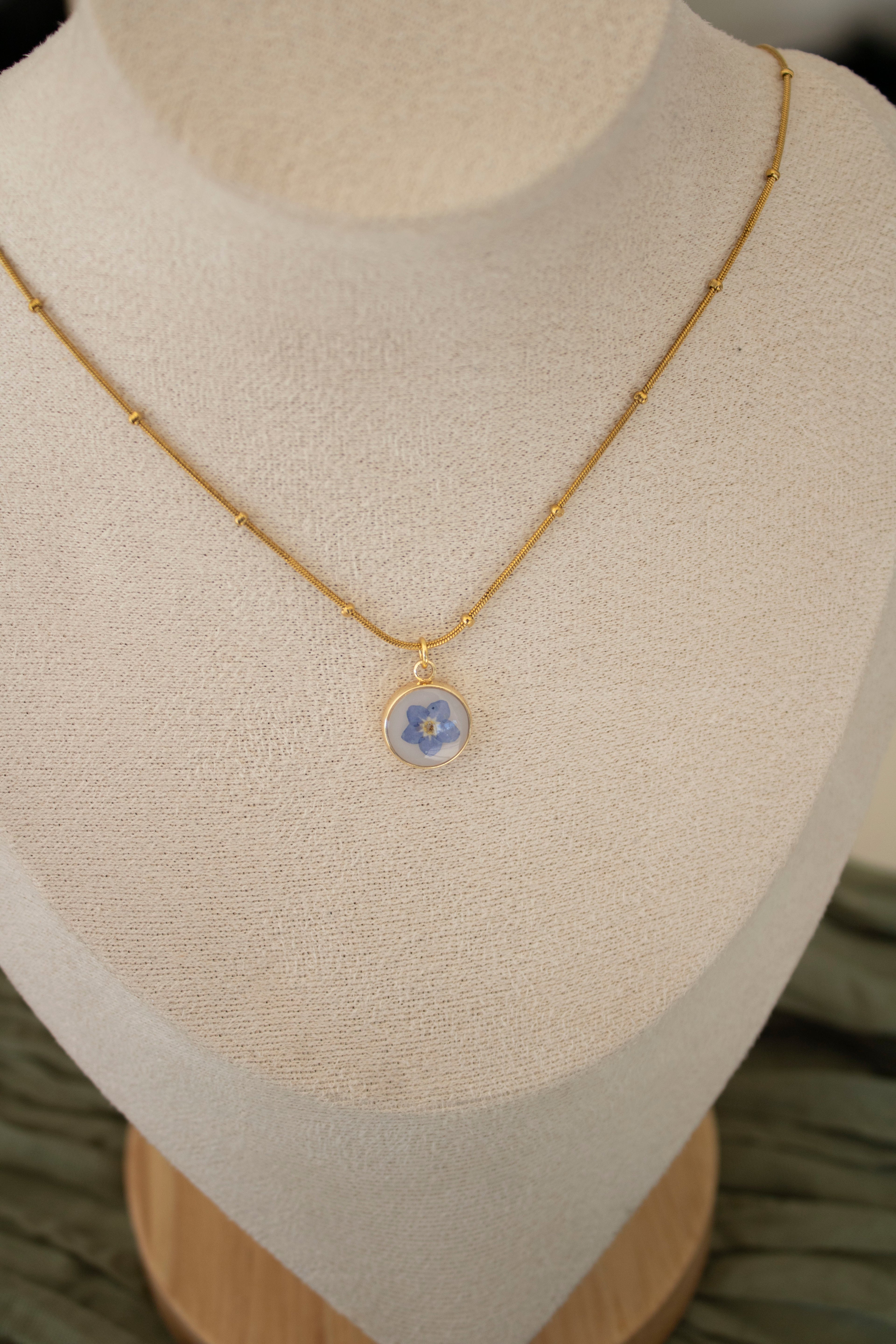 "forget me not" necklace